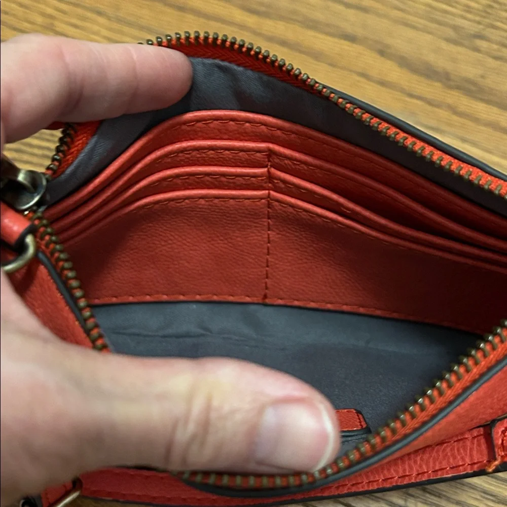 Joy Susan Purse Coral Vegan Leather Mini Crossbody/Clutch Travel Wristlet - Picture 3 of 9